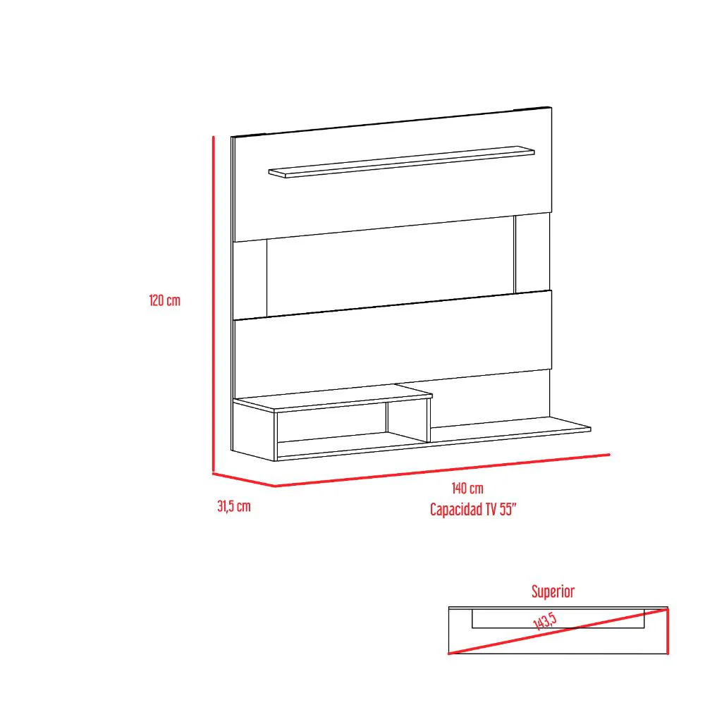 PANEL DE TV ASCHER, BLANCO, CON ESPACIO PARA TELEVISOR DE HASTA 55 PULGADAS - Image 10