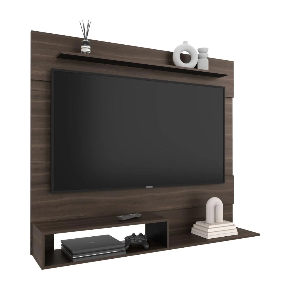 PANEL DE TV ASCHER, MILAN Y WENGUE CON ESPACIO PARA TELEVISOR DE HASTA 70 PULGADAS