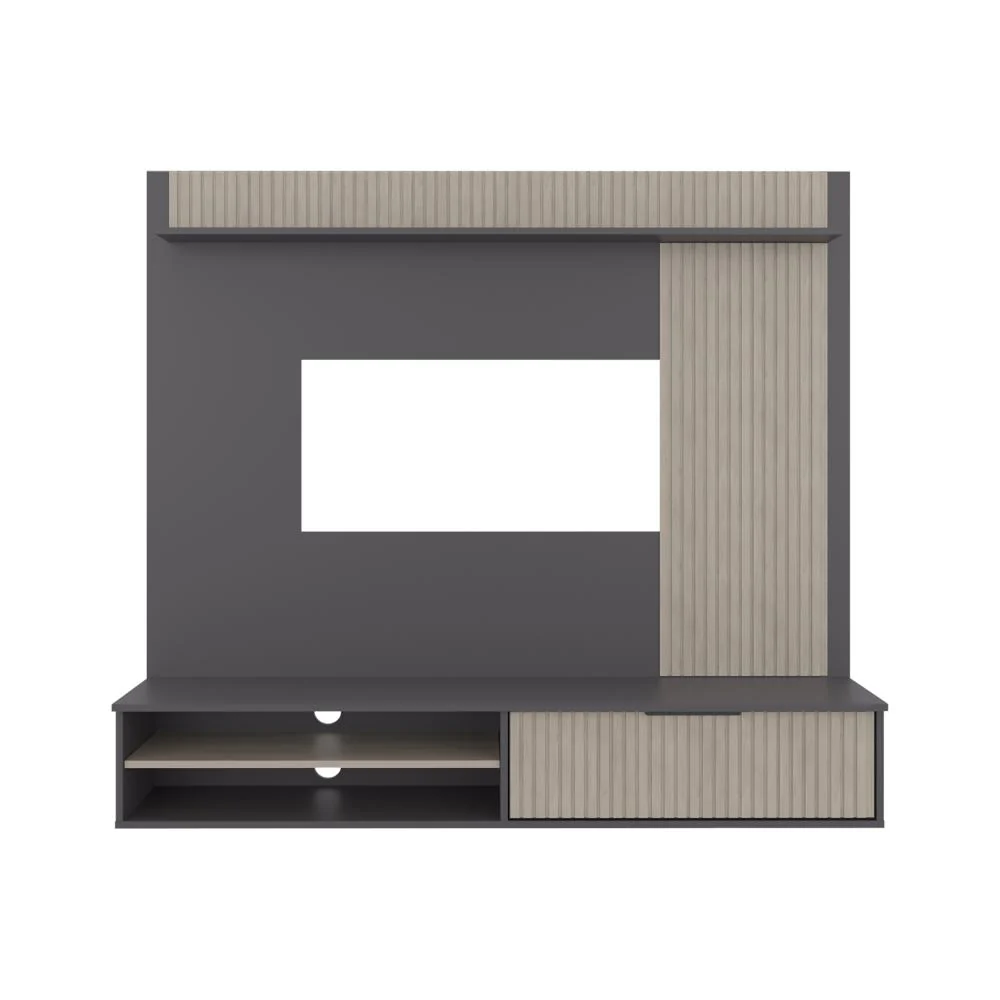 PANEL DE TV DOVER, PLATA OSCURO Y BARDOLINO, CON ESPACIO PARA TV DESDE 55 A 70" - Image 6