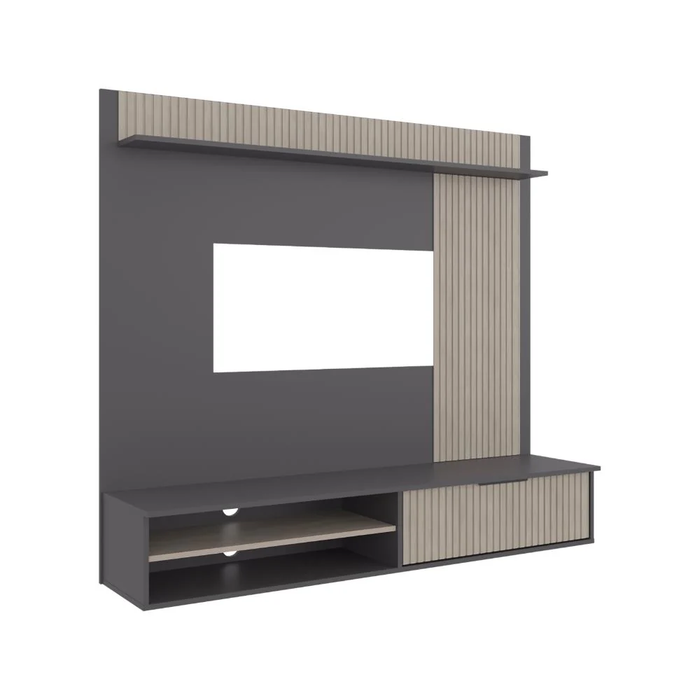 PANEL DE TV DOVER, PLATA OSCURO Y BARDOLINO, CON ESPACIO PARA TV DESDE 55 A 70" - Image 7