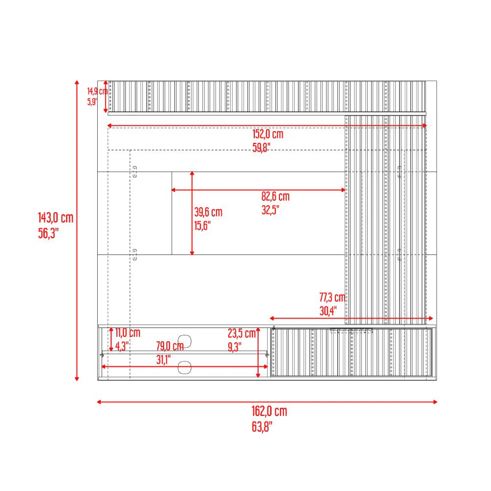 PANEL DE TV DOVER, PLATA OSCURO Y BARDOLINO, CON ESPACIO PARA TV DESDE 55 A 70" - Image 8