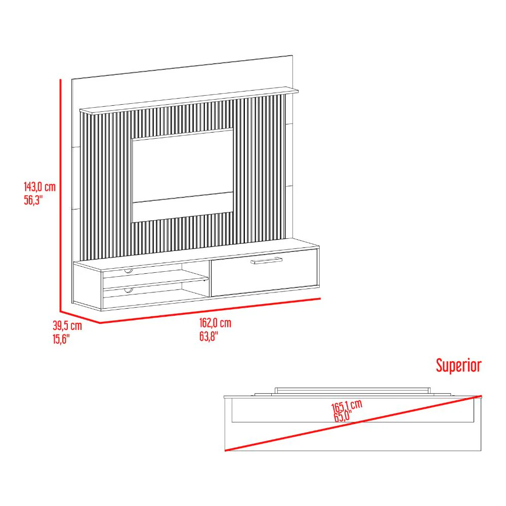PANEL DE TV HOBER, PLATA OSCURO Y BARDOLINO, CON ESPACIO PARA TELEVISOR DESDE 55" HASTA 70" - Image 21