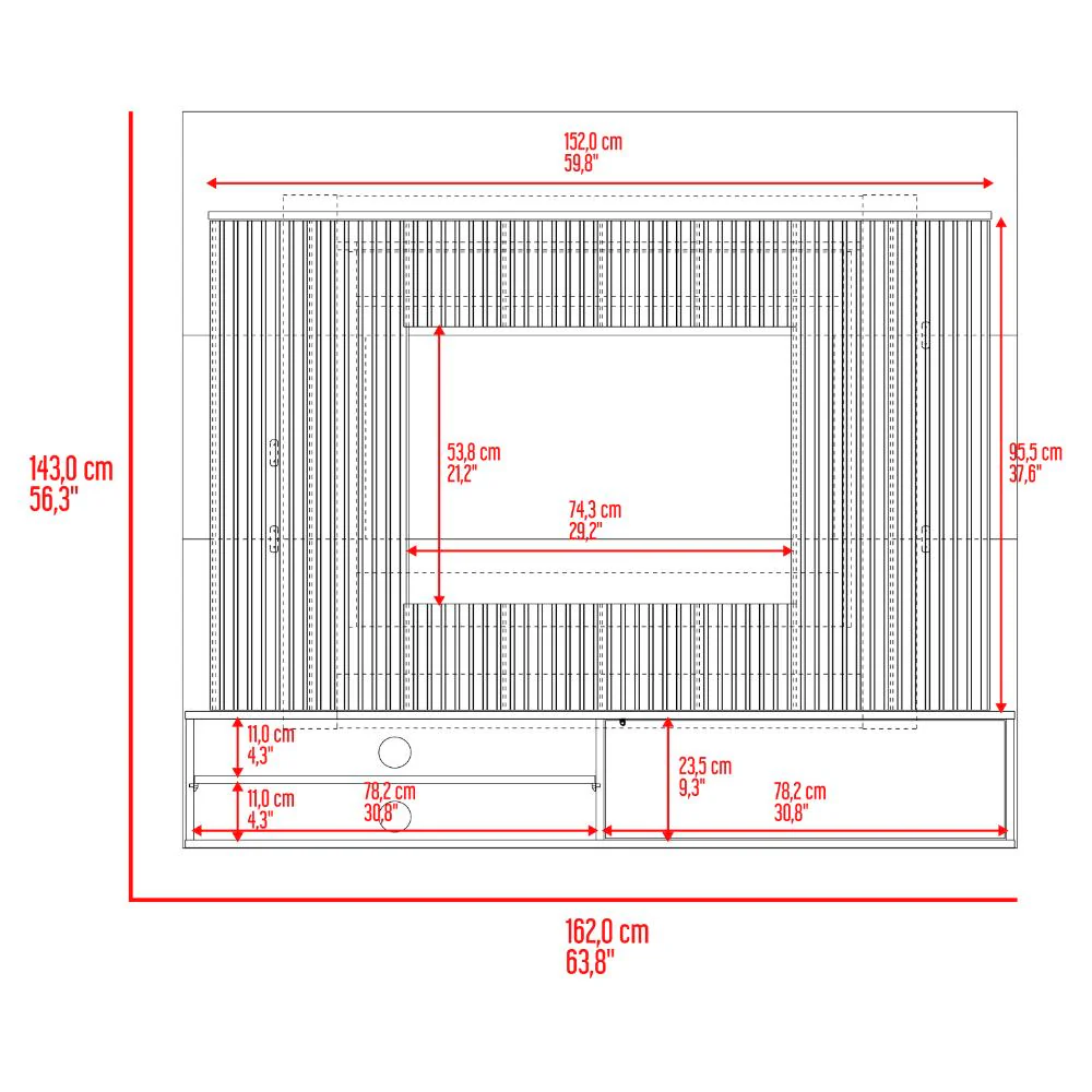PANEL DE TV HOBER, PLATA OSCURO Y BARDOLINO, CON ESPACIO PARA TELEVISOR DESDE 55" HASTA 70" - Image 22