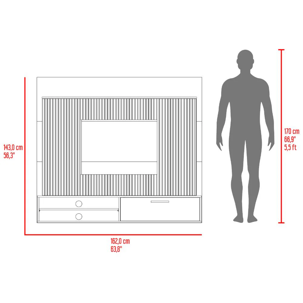 PANEL DE TV HOBER, PLATA OSCURO Y BARDOLINO, CON ESPACIO PARA TELEVISOR DESDE 55" HASTA 70" - Image 23