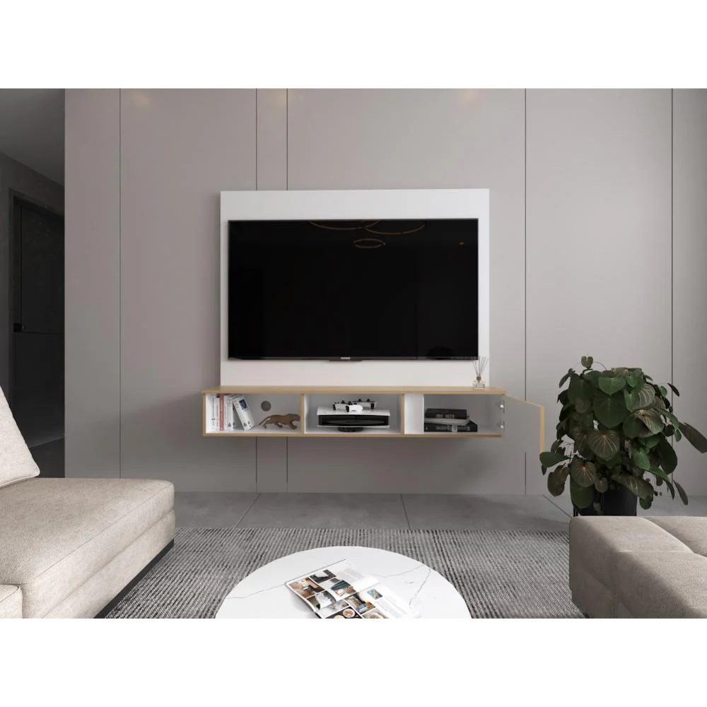 PANEL PARA TV LIGHT, BLANCO DUQUEZA Y FRESNO EUROPEO, CON ESPACIO PATA TELEVISOR DE 65" - Image 4