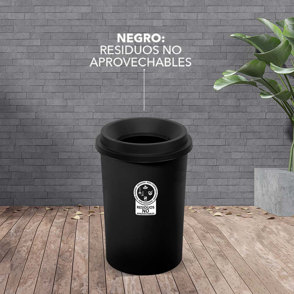 Papelera Style Tapa Vaiven 10 Litros Negro - Image 2