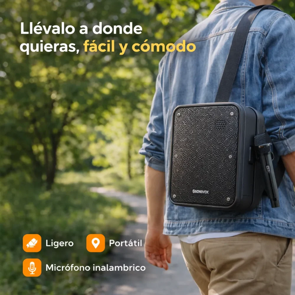 PARLANTE PORTÁTIL BLUETOOTH PERIFONEO KARAOKE MICRÓFONO 30W NEGRO - Image 2