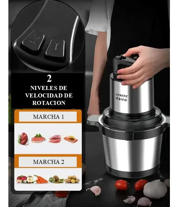 PICADOR MOLINILLO ELÉCTRICO CARNE 800W 4L ACERO INOXIDABLE - Image 6