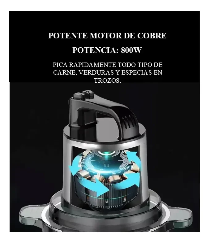 PICADOR MOLINILLO ELÉCTRICO CARNE 800W 4L ACERO INOXIDABLE - Image 7