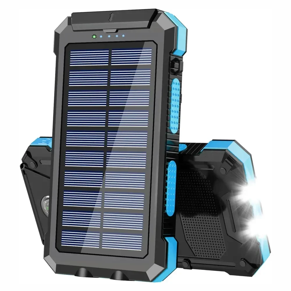 POWER BANK SOLAR 20000MAH CON LINTERNA Y BRÚJULA USB TIPO C