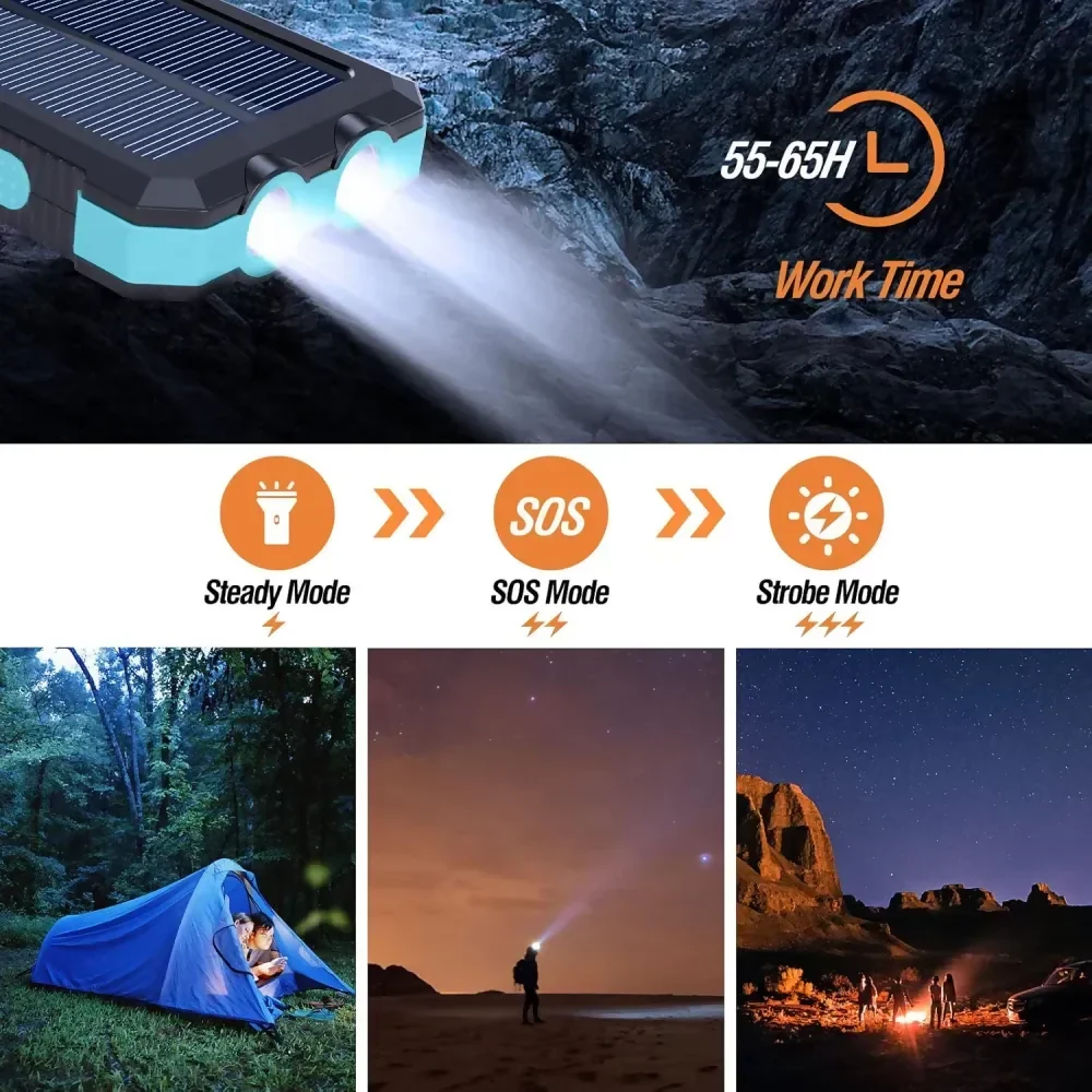 POWER BANK SOLAR 20000MAH CON LINTERNA Y BRÚJULA USB TIPO C - Image 3