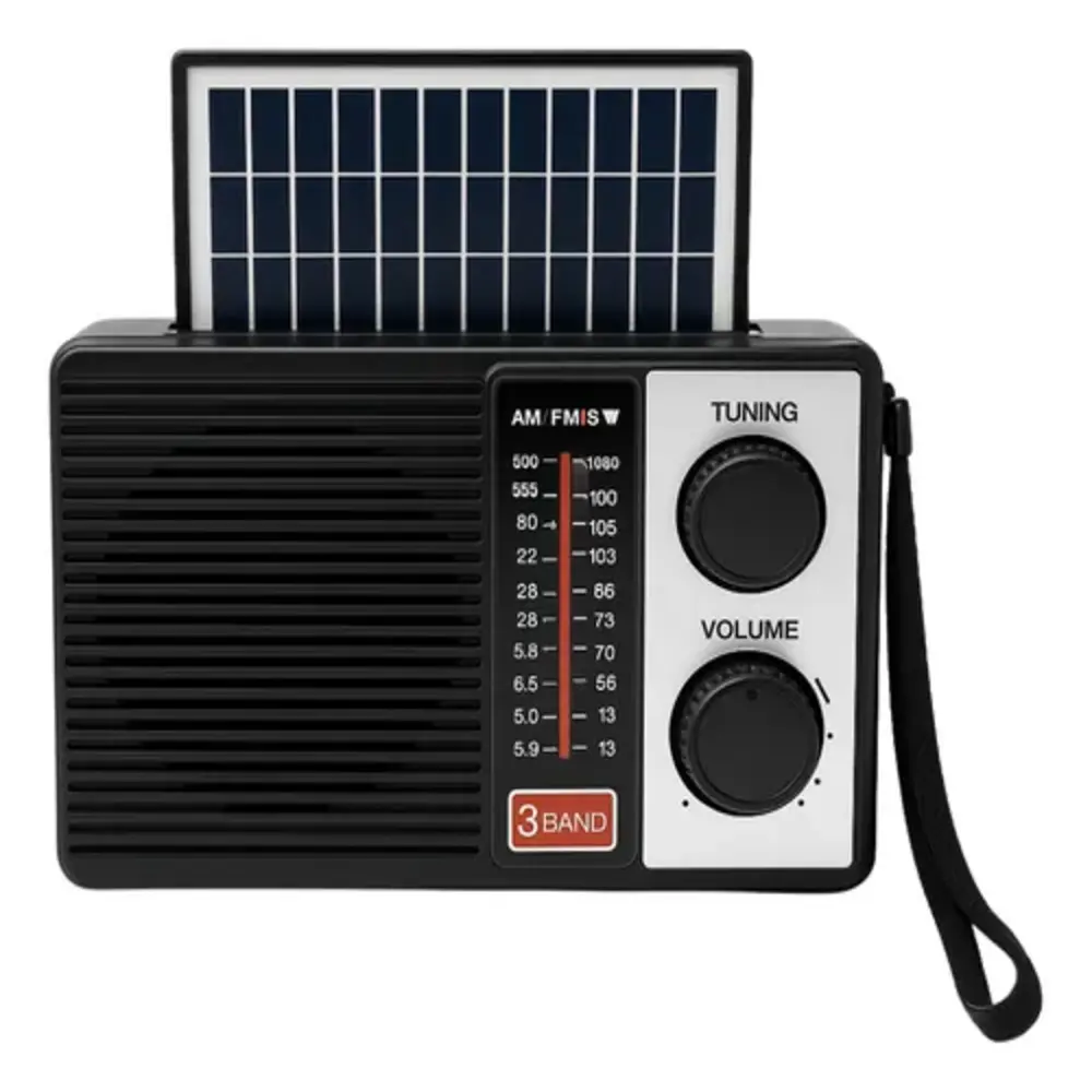 RADIO AM FM PORTÁTIL SOLAR RECARGABLE 3 BANDAS USB SD