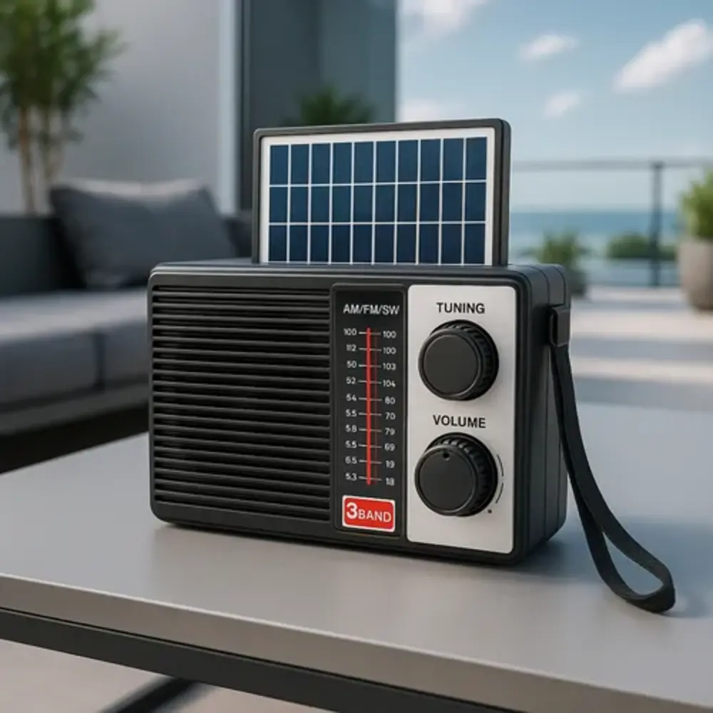 RADIO AM FM PORTÁTIL SOLAR RECARGABLE 3 BANDAS USB SD - Image 2