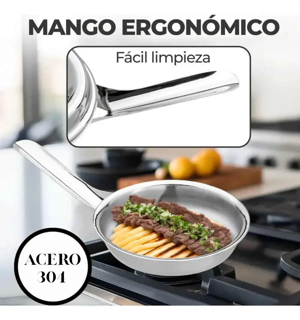 SARTÉN HUEVOS 15CM ACERO QUIRÚRGICO 18/10 CON TAPA PREMIUM - Image 2