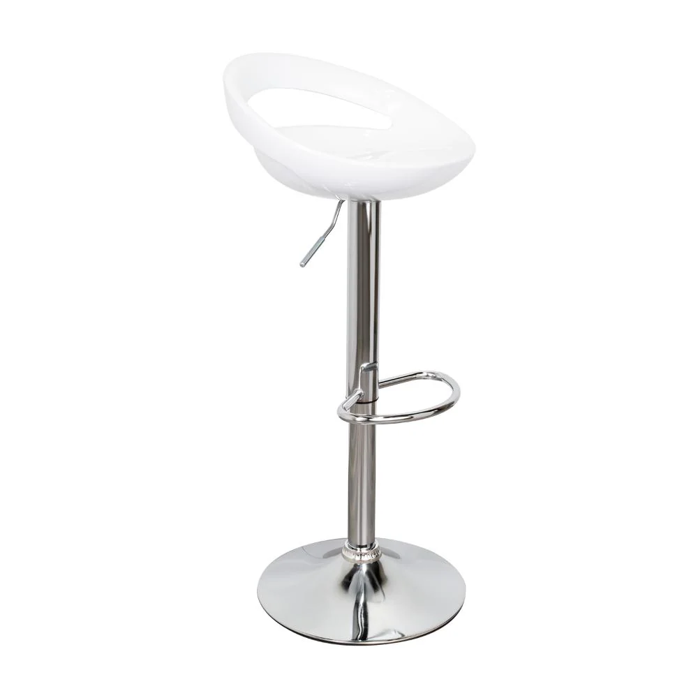 SILLA BAR TURÓN, BLANCO,  BASE METAL CROMADO