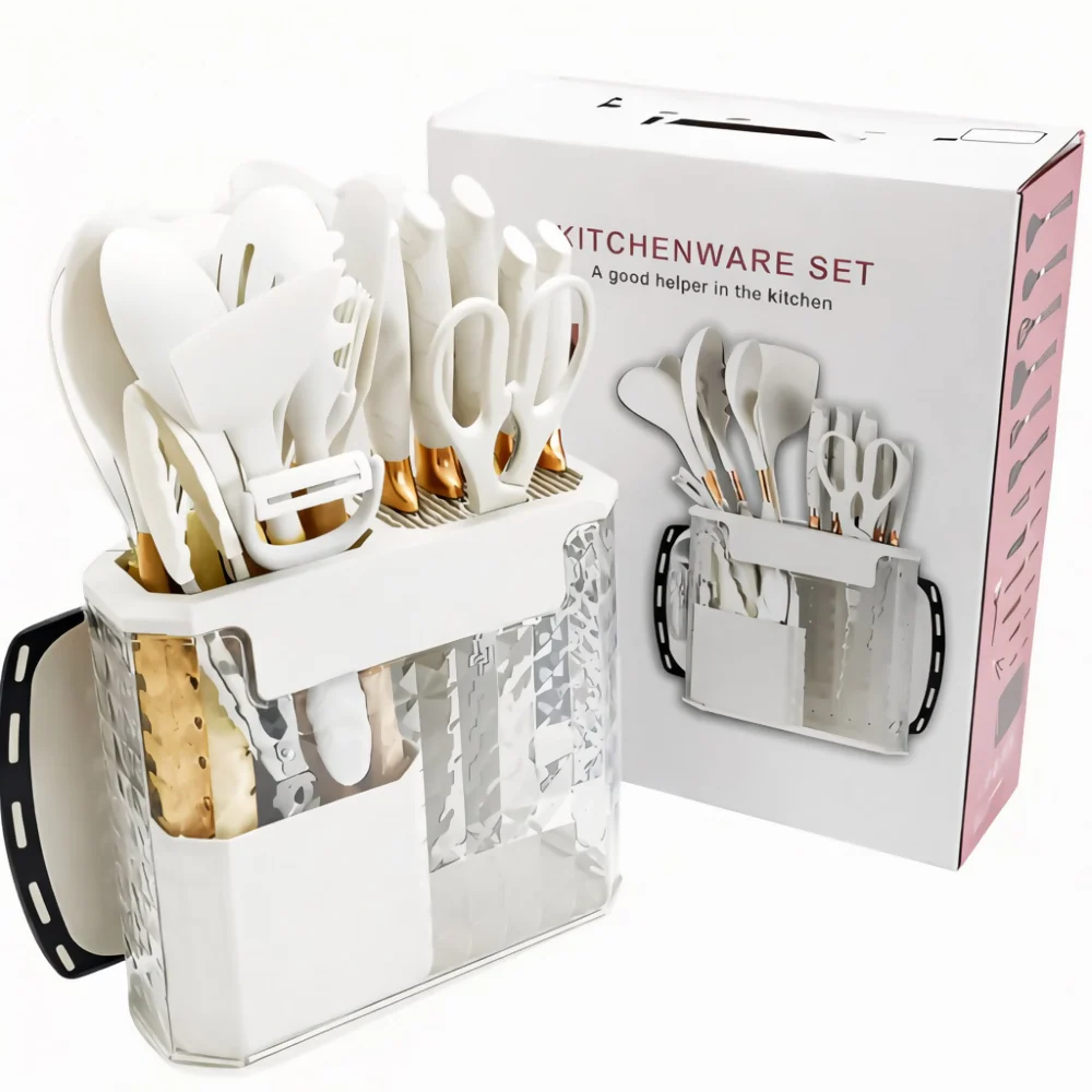 SET DE UTENSILIOS DE COCINA EN SILICONA X16 PIEZAS CON BASE DE ACRÍLICO - Image 2