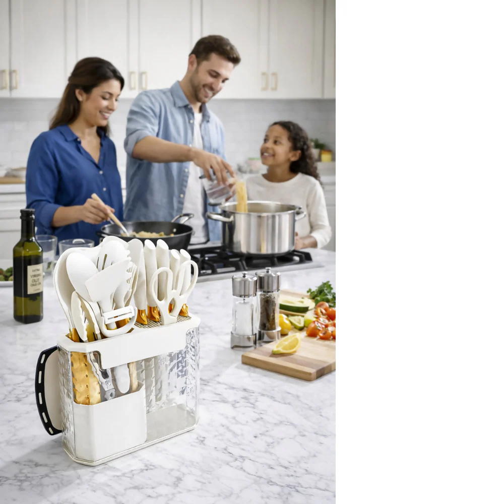 SET DE UTENSILIOS DE COCINA EN SILICONA X16 PIEZAS CON BASE DE ACRÍLICO - Image 4