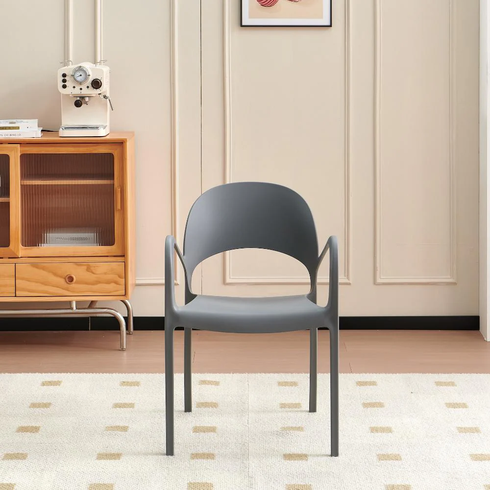 Silla Bremen, Gris Oscuro, Con espaldar, reposa brazos y diseño minimalista - Image 2