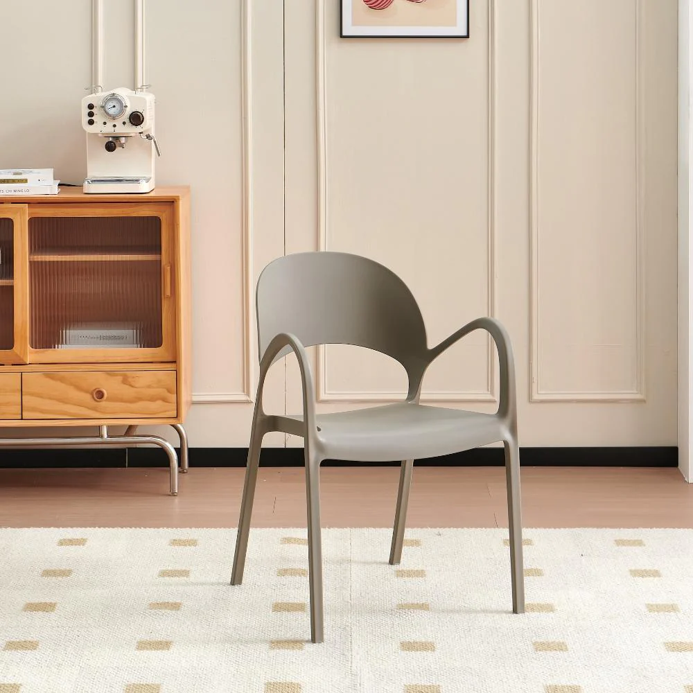 Silla Bremen, Taupe, Con espaldar, reposa brazos y diseño minimalista - Image 2