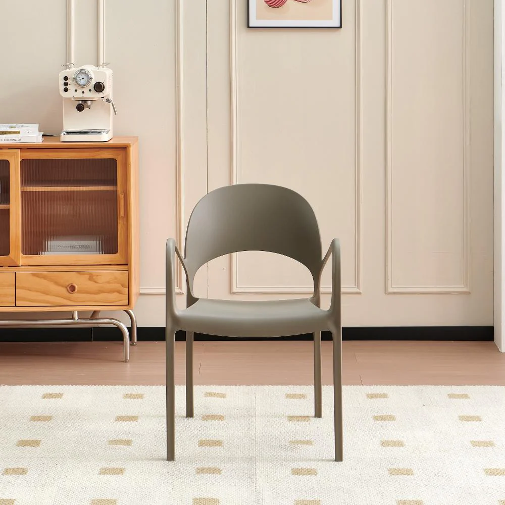 Silla Bremen, Taupe, Con espaldar, reposa brazos y diseño minimalista - Image 3