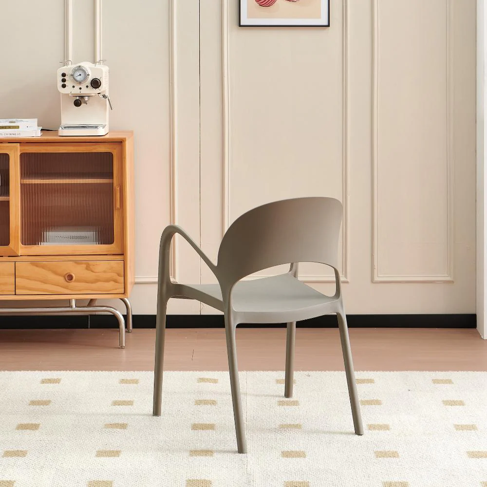 Silla Bremen, Taupe, Con espaldar, reposa brazos y diseño minimalista - Image 4