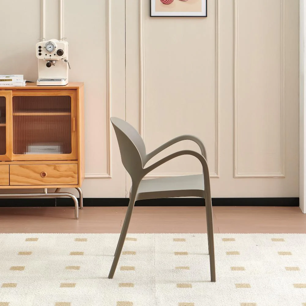 Silla Bremen, Taupe, Con espaldar, reposa brazos y diseño minimalista - Image 5