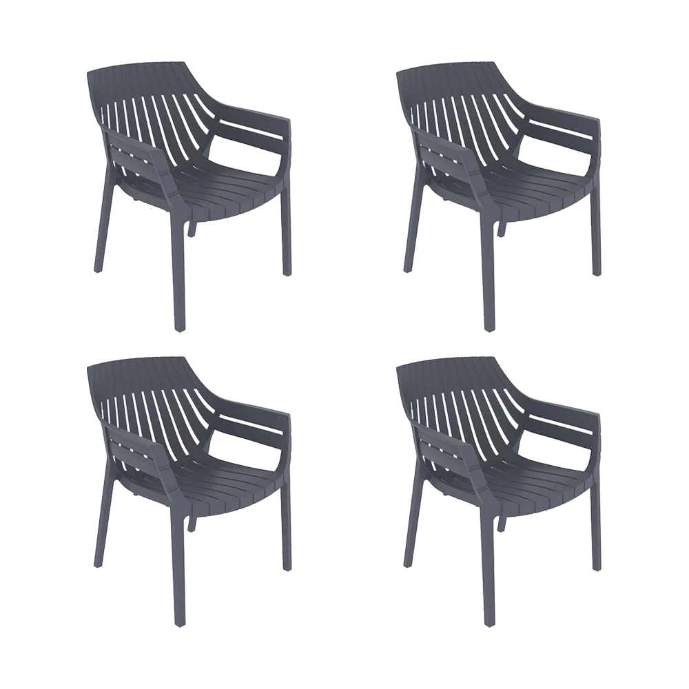 Silla con Brazos Arena, Gris Oscuro, con espaldar y diseño moderno X4