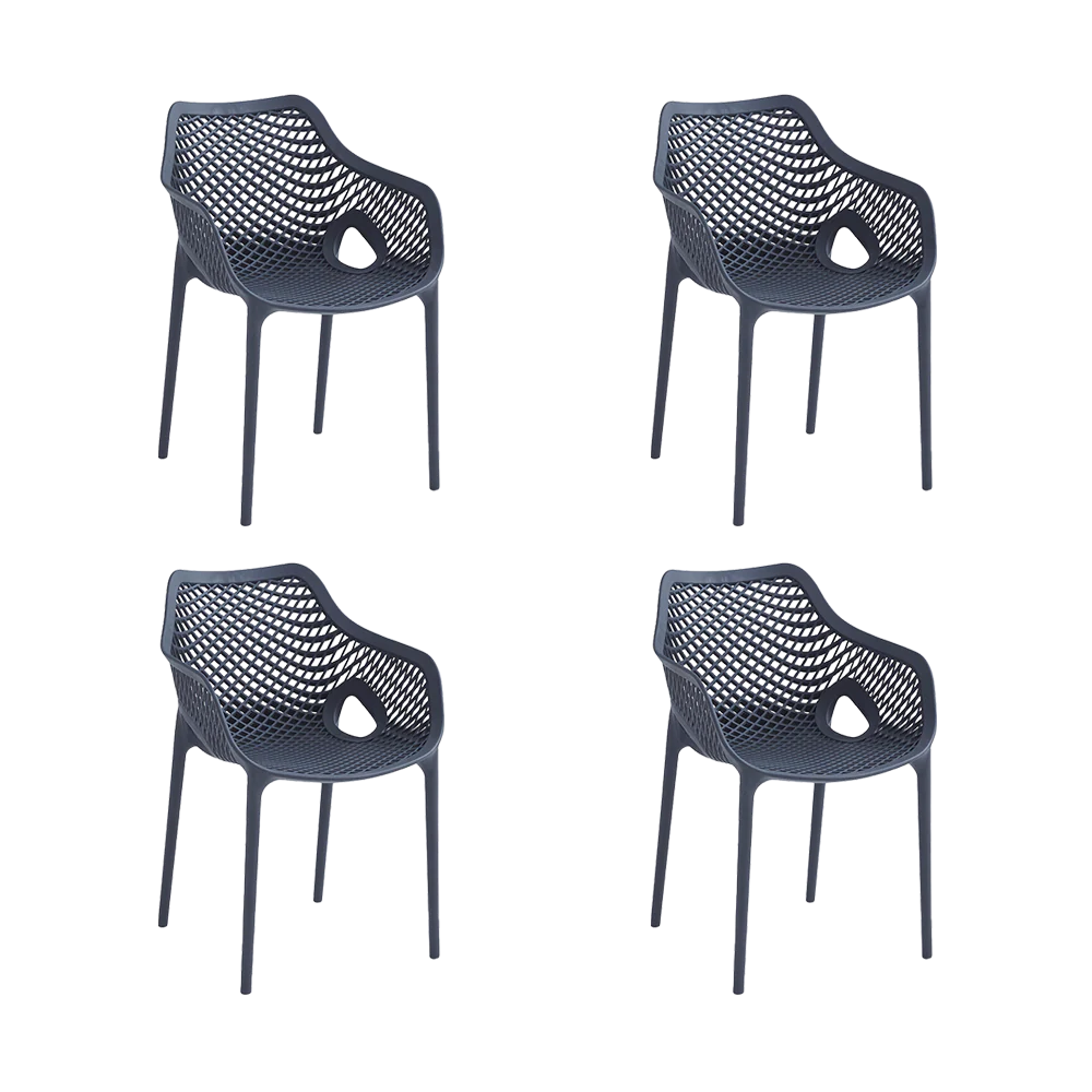 Silla con Brazos Miame, Gris Oscuro, con espaldar y diseño moderno X4