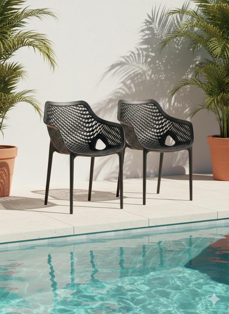 Silla con Brazos Miame, Negro, con espaldar y diseño moderno - Image 2