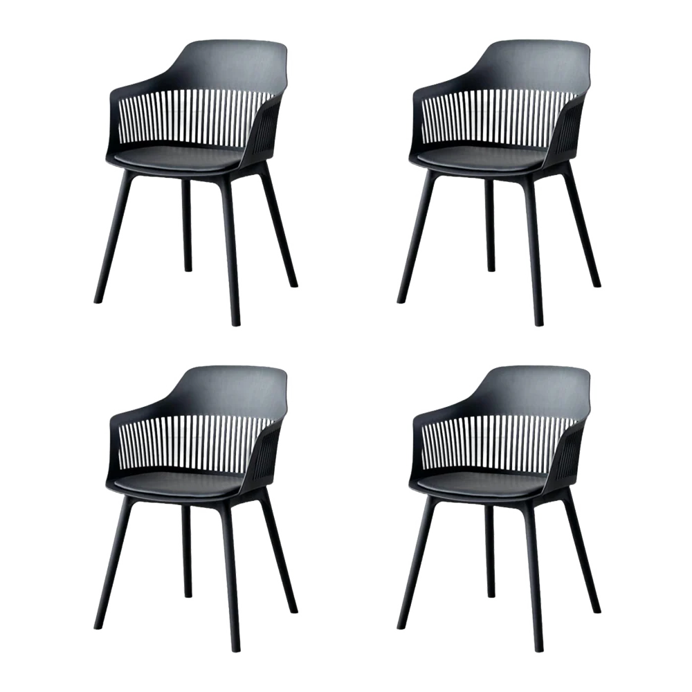 SILLA CON COJIN MAX, COLOR NEGRO, CON ESPALDAR Y COJÍN X4