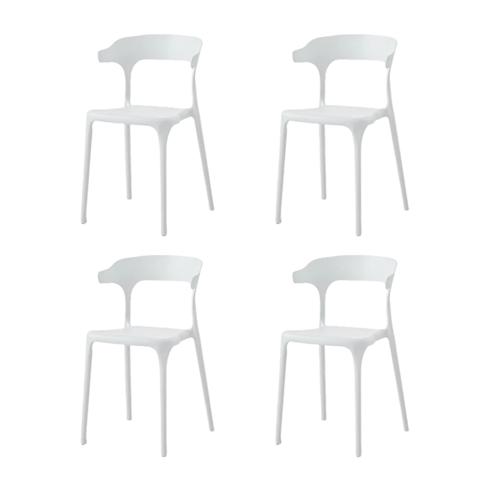 SILLA ELENA, COLOR BLANCO, CON ESPALDAR Y DISEÑO MODERNO X4