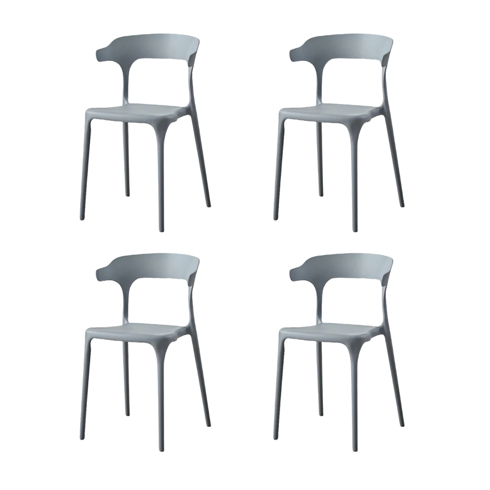 SILLA ELENA, COLOR GRIS OSCURO, CON ESPALDAR Y DISEÑO MODERNO X4