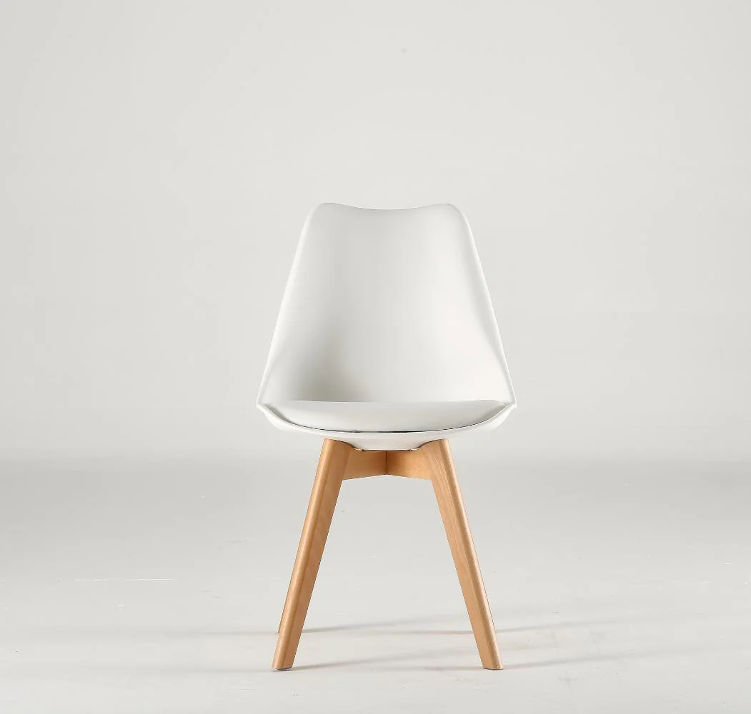 Silla Fyn, Blanco, Diseño Minimalista Con Espaldar, Cojín y Patas De Madera - Image 2