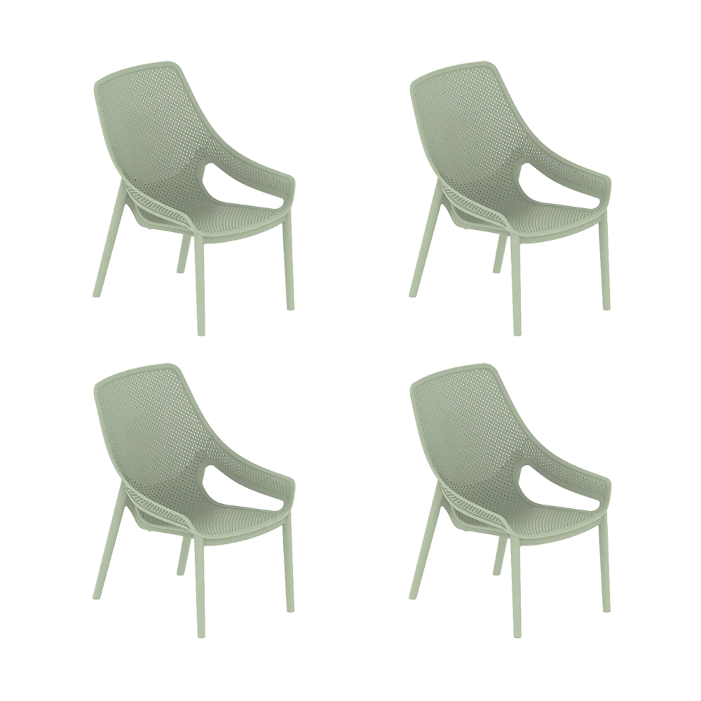 Silla Launge Ibiza, Verdematcha, con espaldar y reposa brazos X4