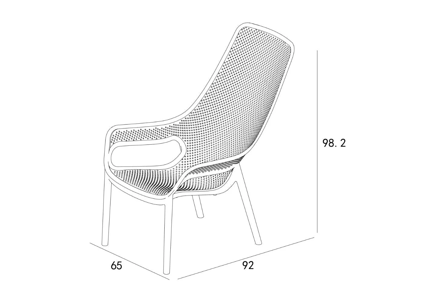 Silla Launge Mayorca, Negro, con espaldar y reposa brazos - Image 8
