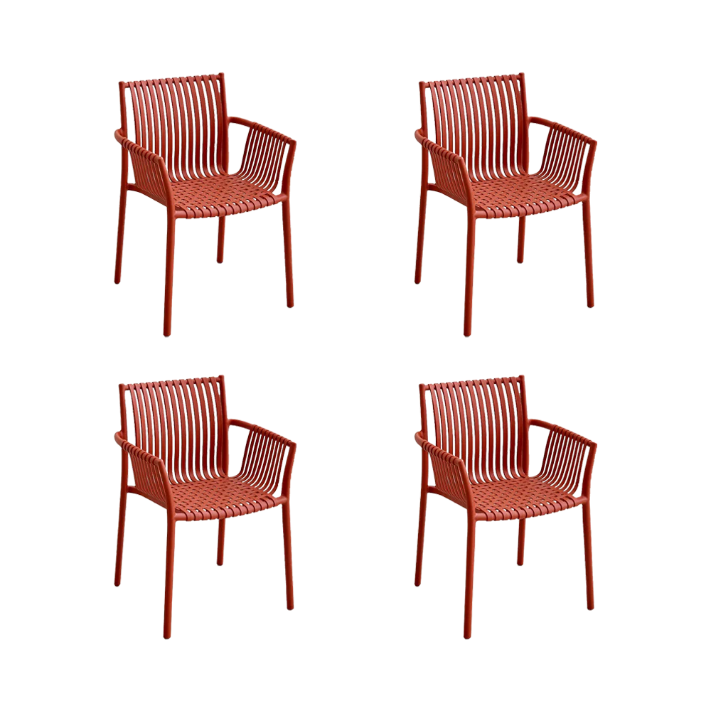 SILLA MADRID CON BRAZOS, COLOR ROJO, CON ESPALDAR Y DISEÑO MODERNO X4