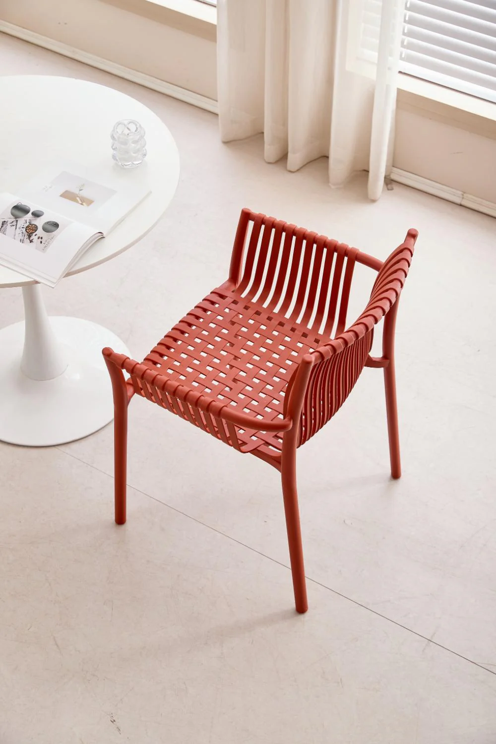 SILLA MADRID CON BRAZOS, COLOR ROJO, CON ESPALDAR Y DISEÑO MODERNO X4 - Image 4