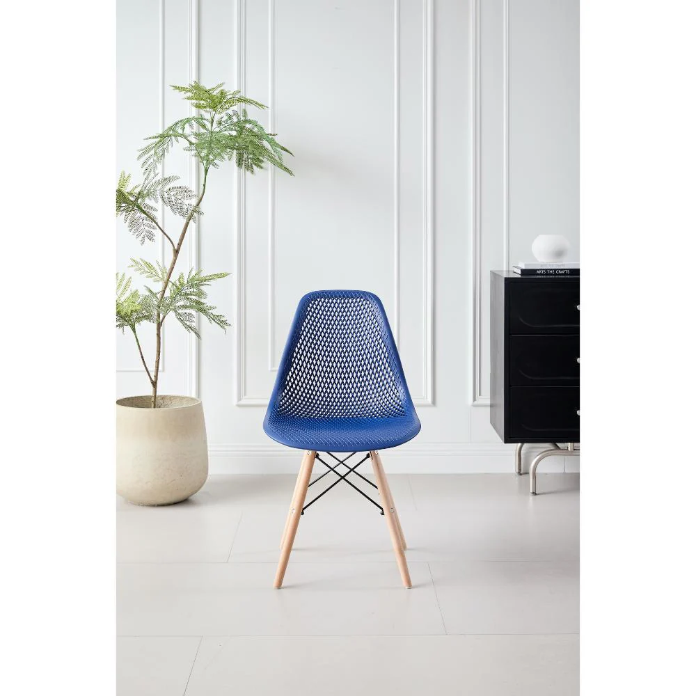 SILLA MARCUS, COLOR AZUL, CON ESPALDAR Y PATAS EN MADERA - Image 2
