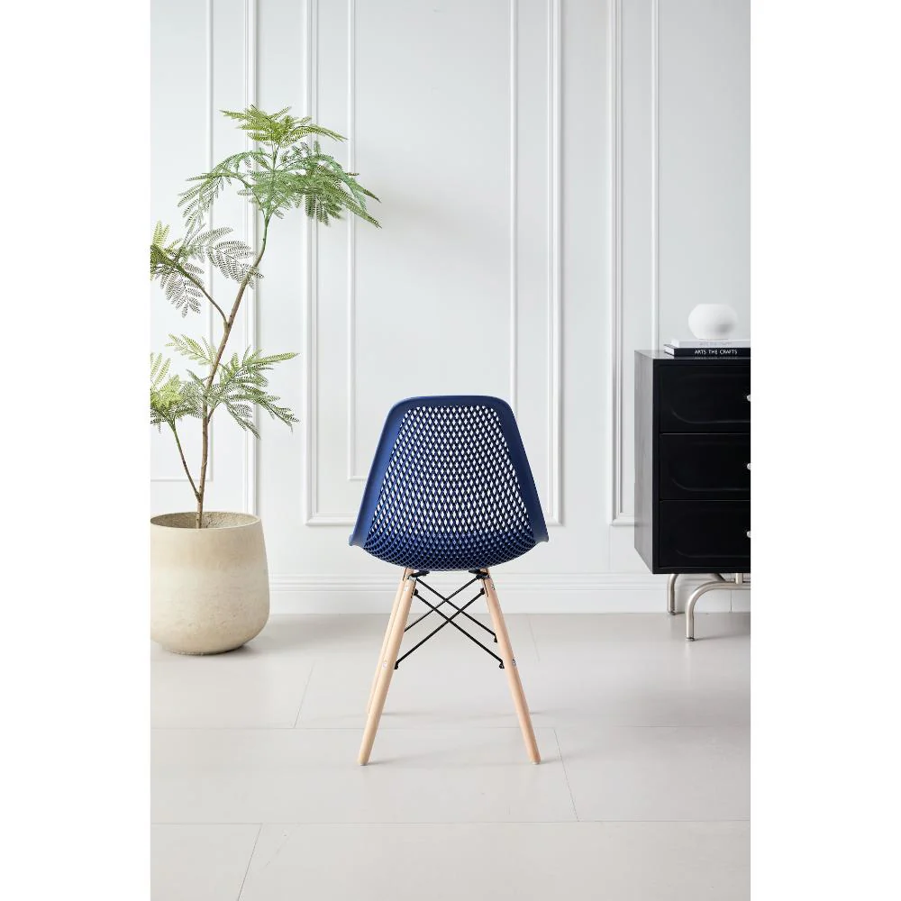 SILLA MARCUS, COLOR AZUL, CON ESPALDAR Y PATAS EN MADERA - Image 5