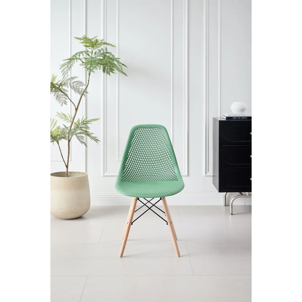 SILLA MARCUS, COLOR VERDE OLIVA, CON ESPALDAR Y PATAS EN MADERA X4 - Image 3