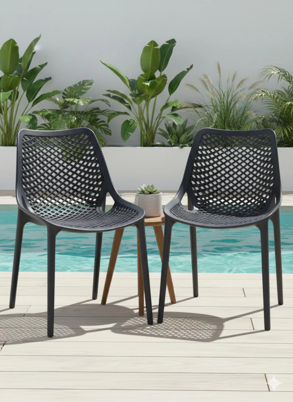 Silla Miame, Negro, con espaldar y reposa brazos - Image 2