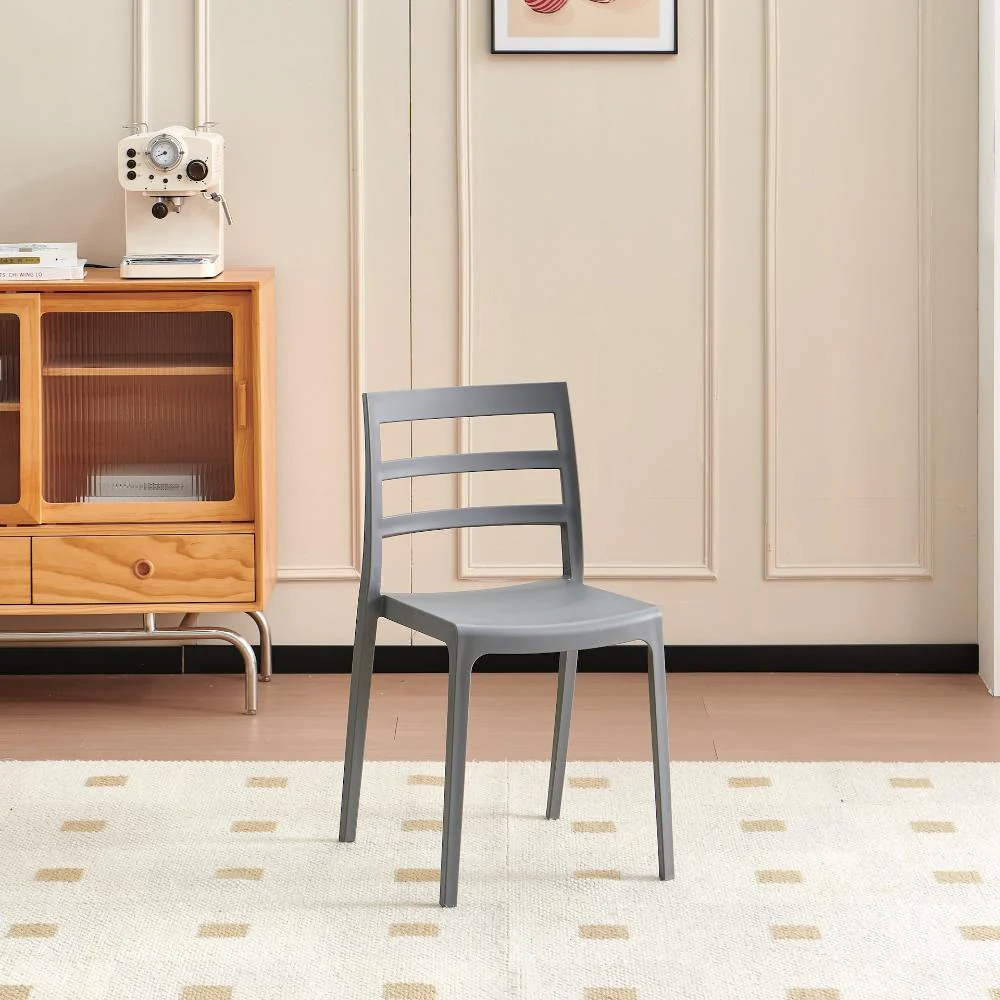 Silla New York, Gris Oscuro, Con espaldar en líneas y diseño minimalista - Image 2