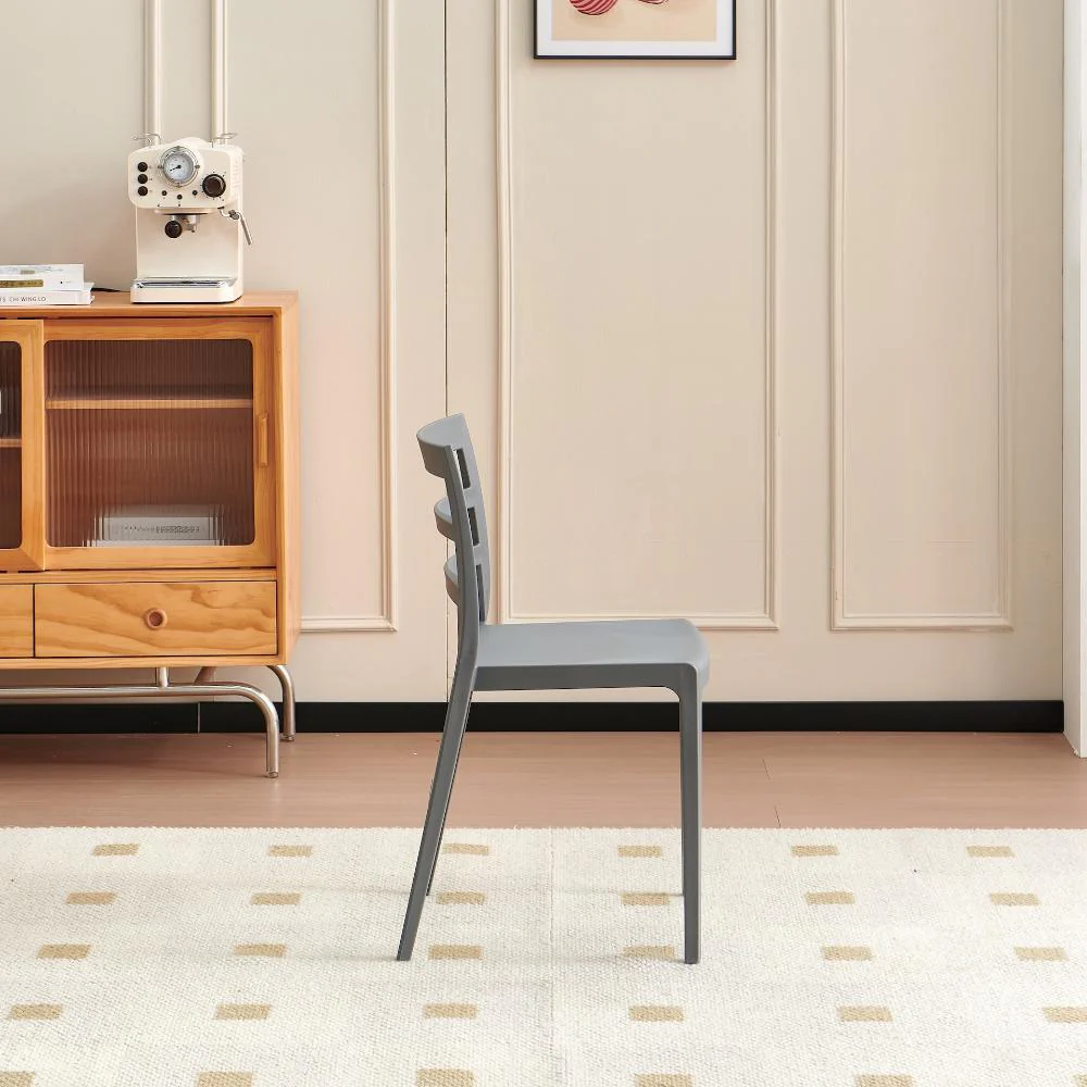 Silla New York, Gris Oscuro, Con espaldar en líneas y diseño minimalista - Image 3