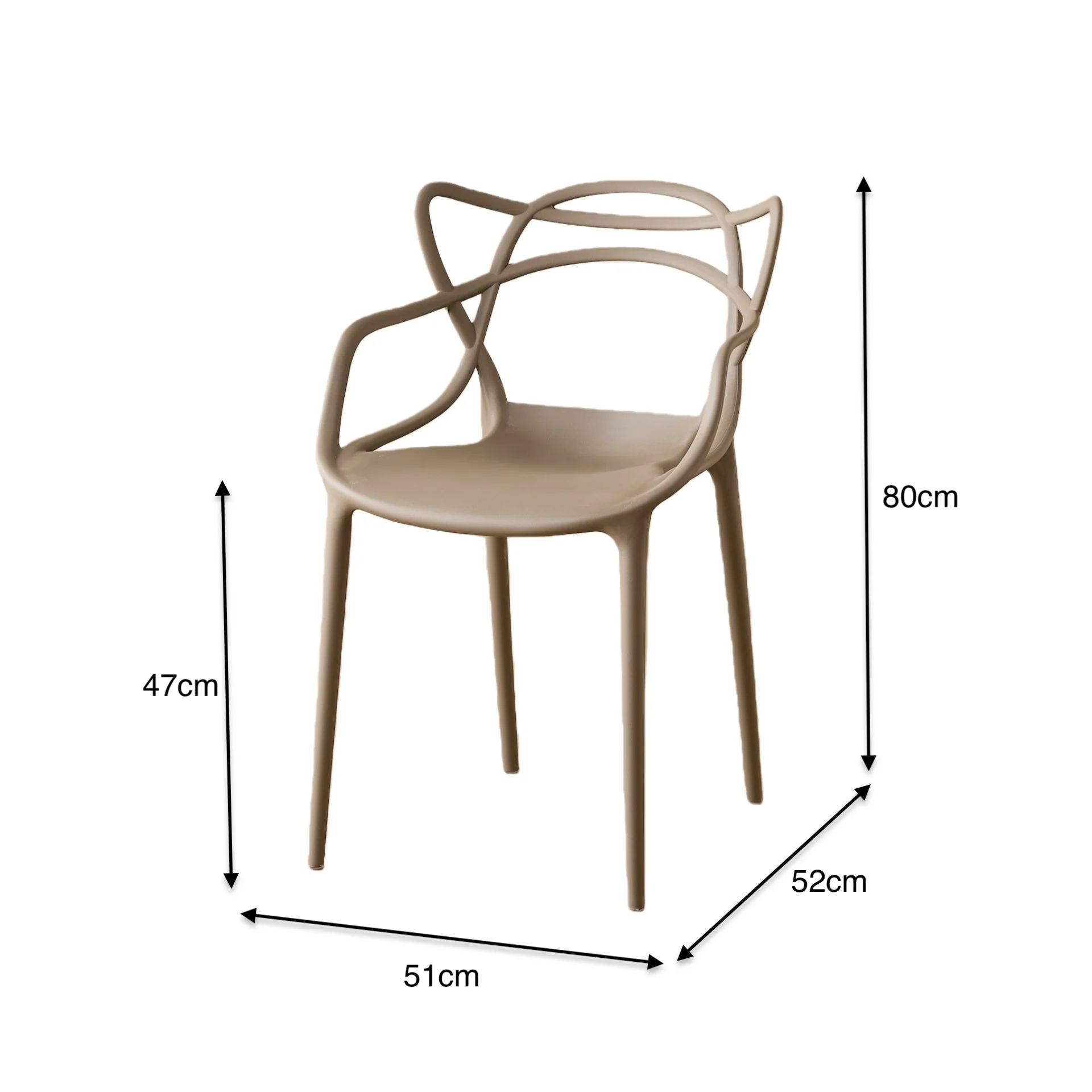 Silla Sumi, Color Taupe, Con espaldar y diseño Moderno - Image 7