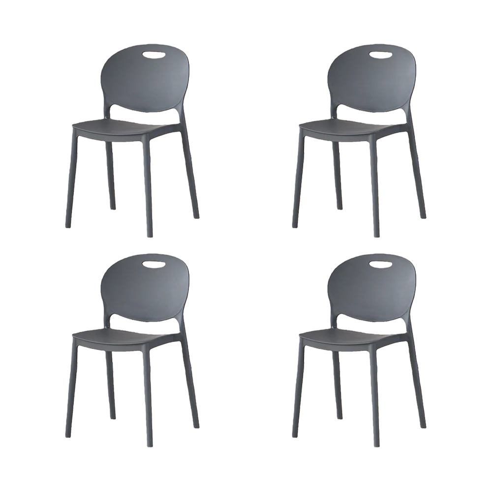Silla Queens, Gris Oscuro, Con espaldar redondo y diseño minimalista X4 - Image 2