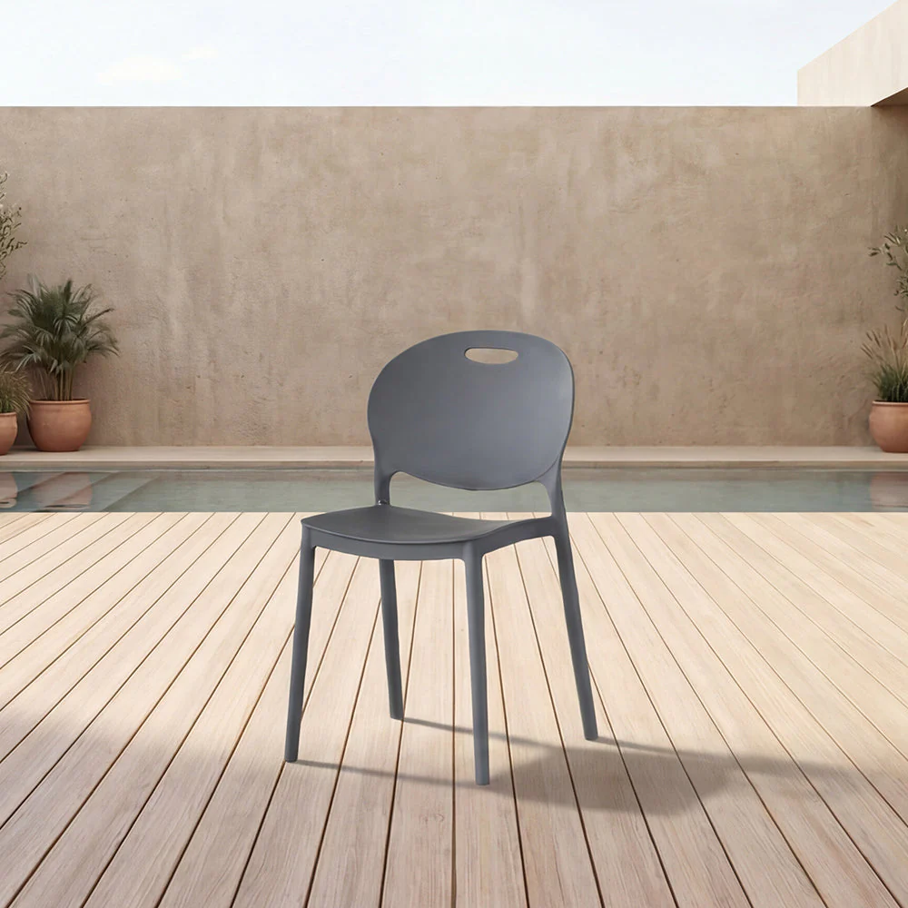 Silla Queens, Gris Oscuro, Con espaldar redondo y diseño minimalista