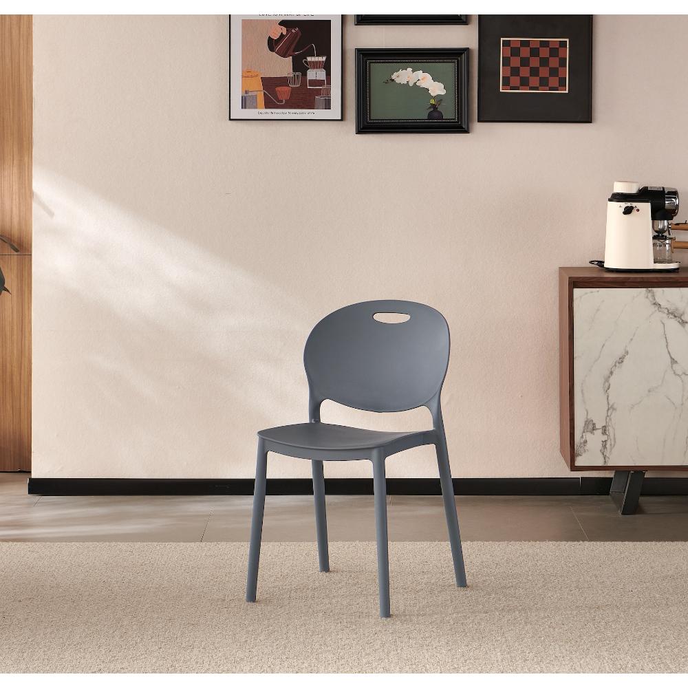 Silla Queens, Gris Oscuro, Con espaldar redondo y diseño minimalista - Image 2