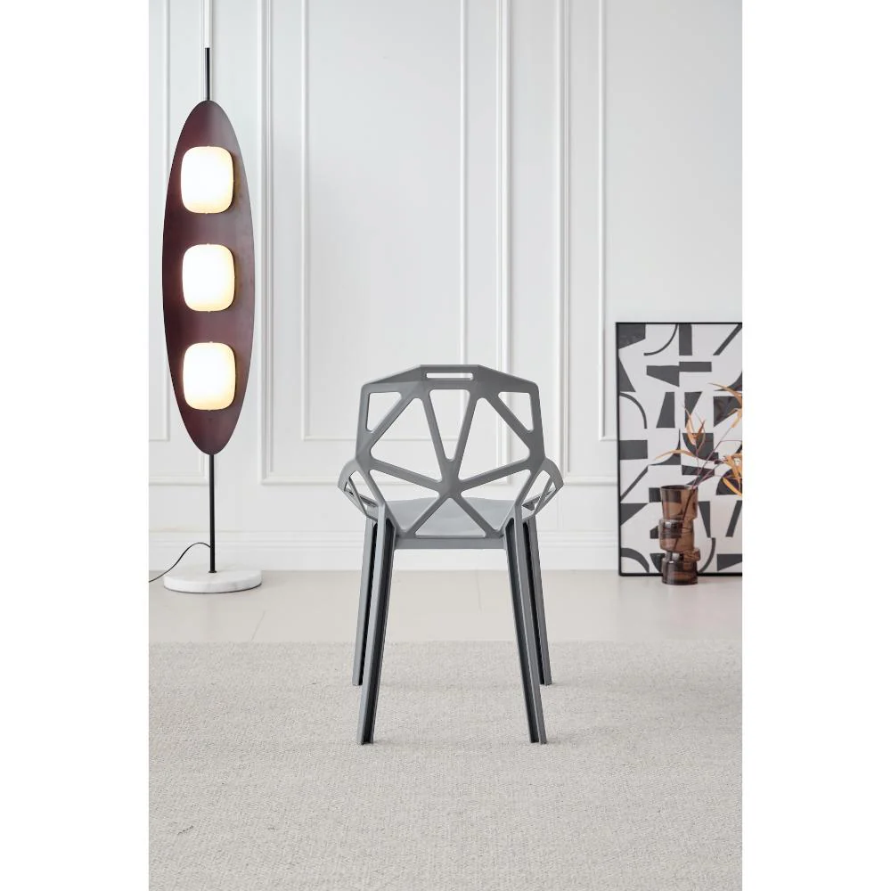 SILLA ROXY, COLOR GRIS OSCURO, CON ESPALDAR Y DISEÑO MODERNO X4 - Image 4