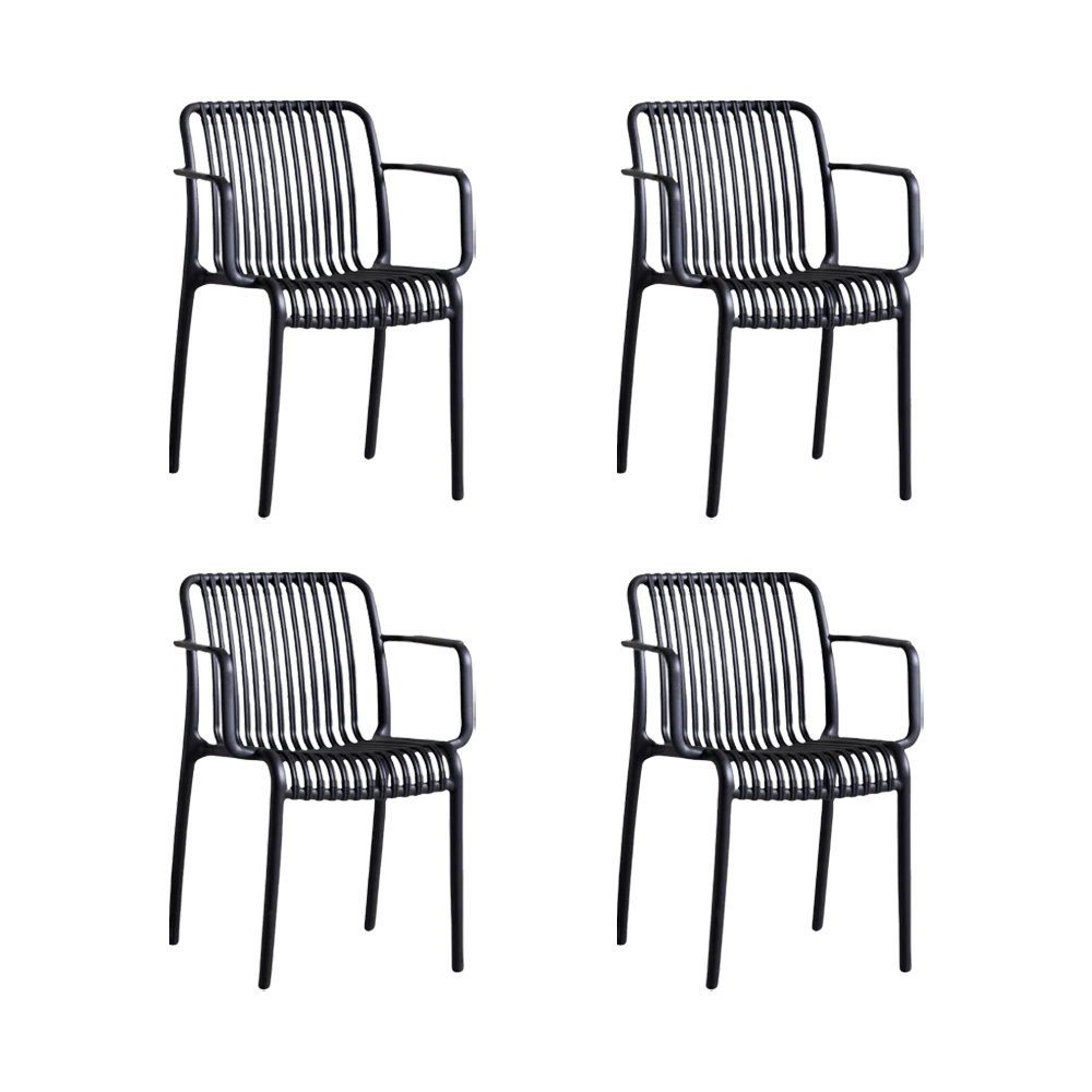 SILLA TERRA CON BRAZOS, COLOR NEGRO, CON ESPALDAR X4