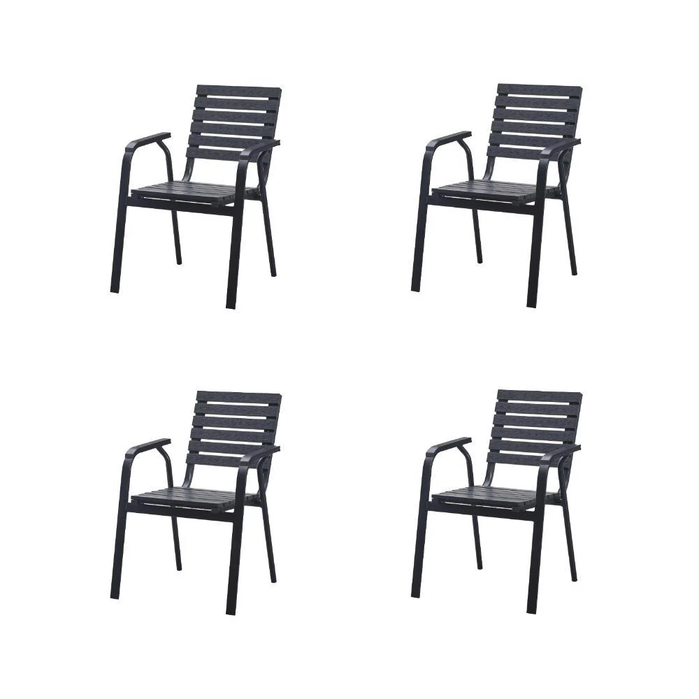 SILLAS COMEDOR EXTERIOR RAPEL NEGRO, CON CÓMODO ESPALDAR X4